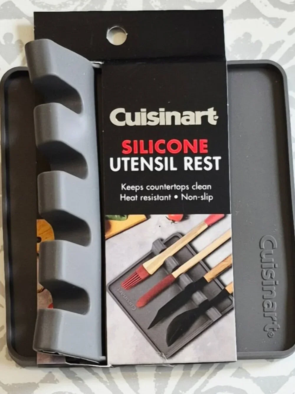 Cuisinart-Silicone Utensil Rest-Gray-5.5”-Holds 4 Utensils-Durable Lot of 2